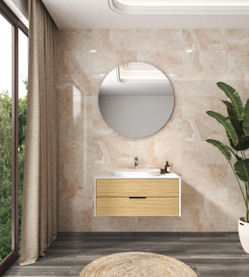 Rockwell Beige Stone Effect 300mm x 600mm Ceramic Wall Tiles (Value Pack of 10 w/ Coverage of 1.8m2)