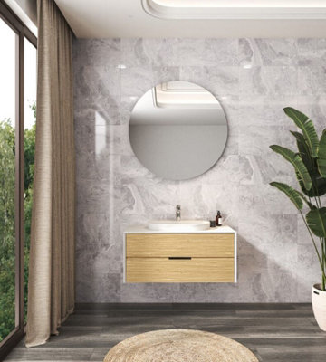 Rockwell Light Grey Stone Effect 300mm x 600mm Ceramic Wall Tiles (Value Pack of 10 w/ Coverage of 1.8m2) Price Comparisons | Compare The Build