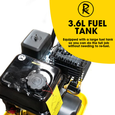 RocwooD 14 Inch Petrol Wacker Compactor Plate 196cc Plus FREE Pad and Wheel Kit - 4