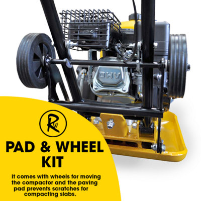 RocwooD 17 Inch Petrol Wacker Compactor Plate 196cc Plus FREE Pad and Wheel Kit - 3
