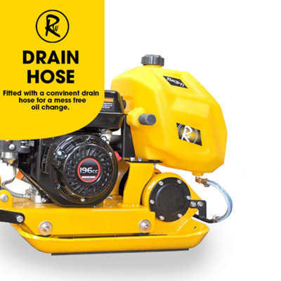 RocwooD 17 Inch Petrol Wacker Compactor Plate 196cc Plus FREE Pad and Wheel Kit - 7