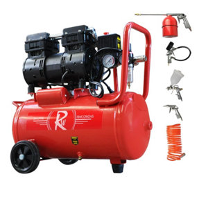 RocwooD Air Compressor Electric 24L Litre 750w Silent 116PSI Plus 5pc Tool Kit