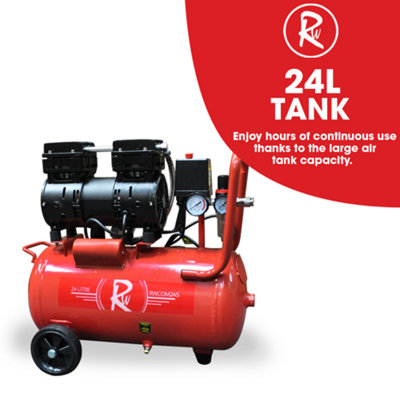 RocwooD Air Compressor Electric 24L Litre 750w Silent 116PSI - 4