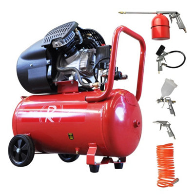 RocwooD Air Compressor Electric 50L Litre 2200w Silent 116PSI Plus 5pc Tool Kit