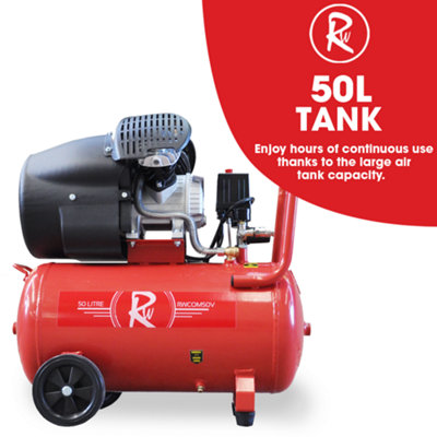 RocwooD Air Compressor Electric 50L Litre 2200w Silent 116PSI Plus 5pc Tool Kit - 4