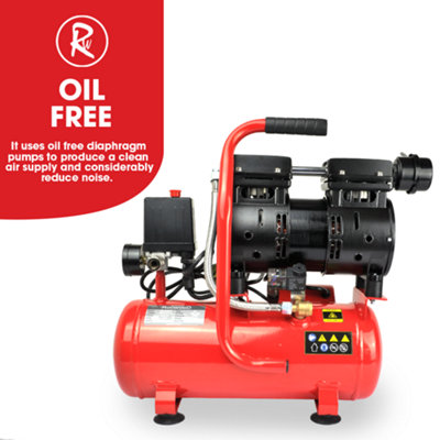 RocwooD Air Compressor Electric 8L Litre 550w Silent 116PSI Plus 5pc Tool Kit - 6