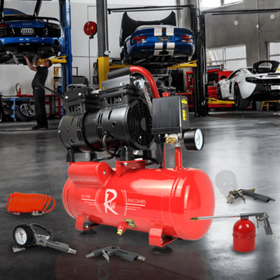RocwooD Air Compressor Electric 8L Litre 550w Silent 116PSI Plus 5pc Tool Kit - 9