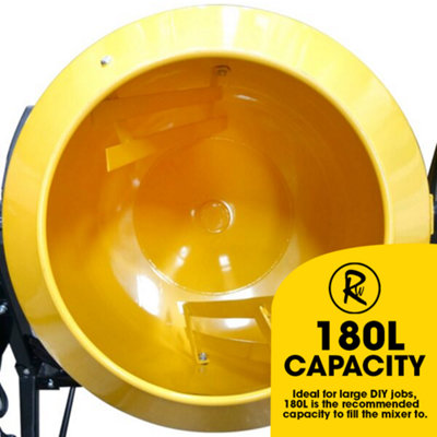 RocwooD Electric Cement Concrete Mixer 180L Drum 800W - 3