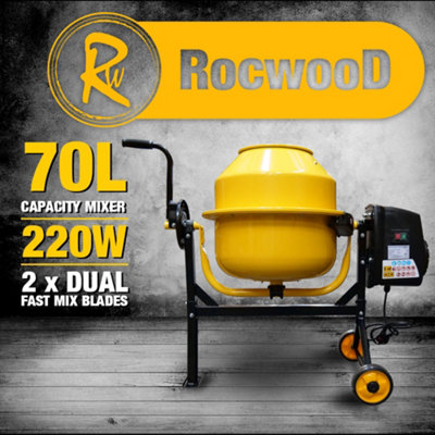 RocwooD Electric Cement Concrete Mixer 70L Drum 220W - 9
