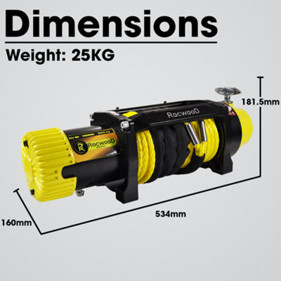 RocwooD Electric Winch 13500 Lbs 12V Synthetic Rope