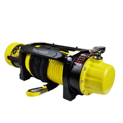 RocwooD Electric Winch 13500 Lbs 12V Synthetic Rope - 5