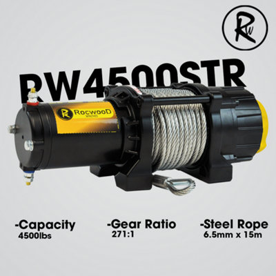 RocwooD Electric Winch 4500 Lbs 12V Steel Rope - 4