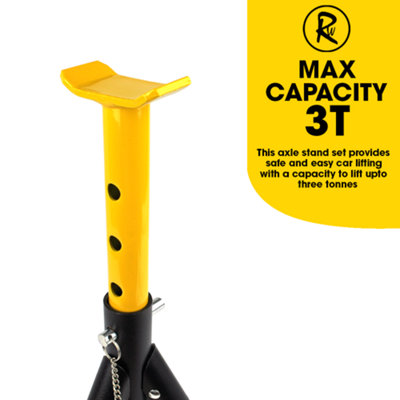 RocwooD Foldable Axle Stand 3 Ton Tonne Garage Workshop Pair Of Stands