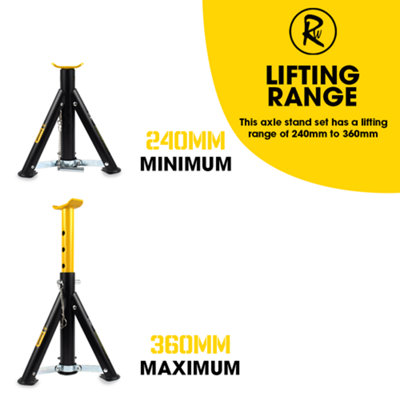 RocwooD Foldable Axle Stand 3 Ton Tonne Garage Workshop Pair Of Stands