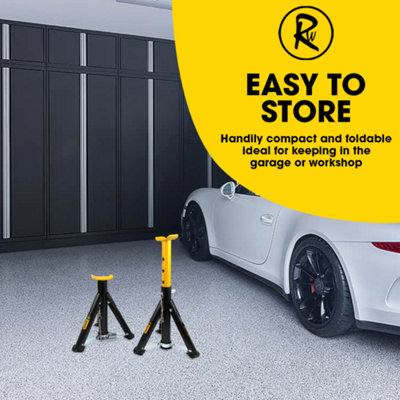 RocwooD Foldable Axle Stand 3 Ton Tonne Garage Workshop Pair Of Stands