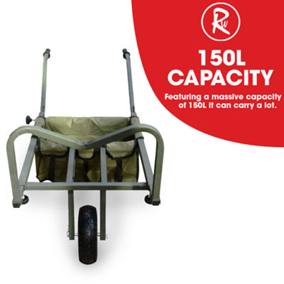 RocwooD Foldable Fishing Barrow Trolley Single Wheel 150kg Load