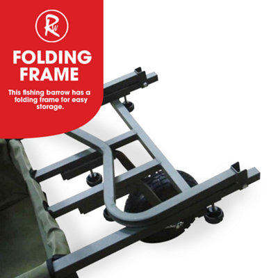 RocwooD Foldable Fishing Barrow Trolley Single Wheel 150kg Load - 4