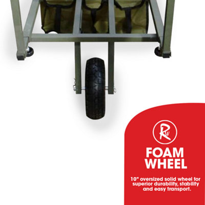 RocwooD Foldable Fishing Barrow Trolley Single Wheel 150kg Load - 5