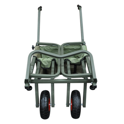 Fishing Trolley Two Wheel Folding Barrow Cart With Bag Adjustable Legs