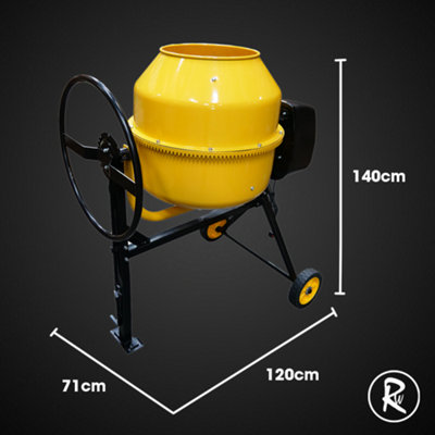 RocwooD Heavy Duty Electric Cement Concrete Mixer 140L Drum 550W