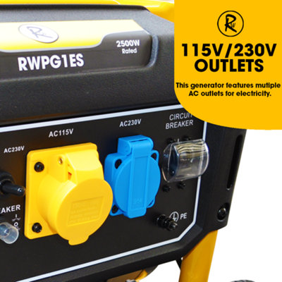 RocwooD Petrol Generator Electric Start 2800W 8HP 3.4KVA - 5