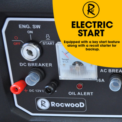 RocwooD Petrol Generator Electric Start 2800W 8HP 3.4KVA - 8