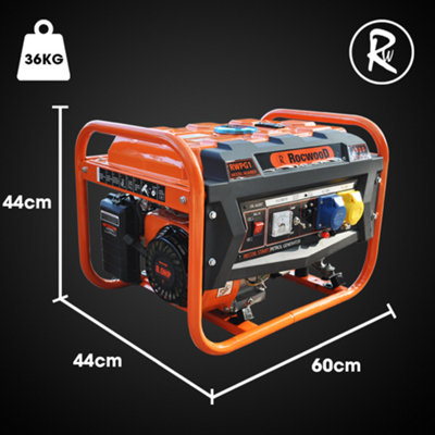 RocwooD Petrol Generator Recoil Start 2800W 8HP 3.4KVA