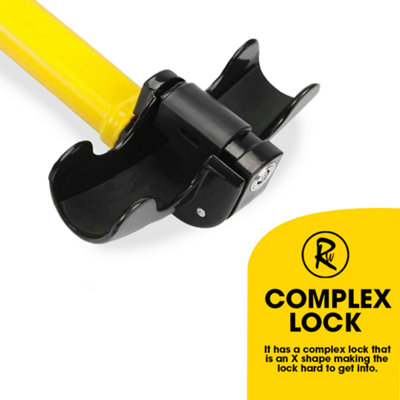 RocwooD Steering Wheel Lock Heavy Duty Car Safety High Security Key - 6