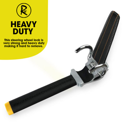 RocwooD Steering Wheel Lock Security Alloy and Leather Car - 4