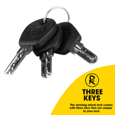 RocwooD Steering Wheel Lock Security Alloy and Leather Car - 7