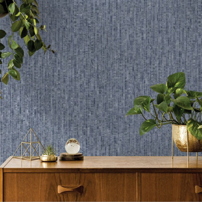 Roka Striped Wallpaper Navy Holden 91122