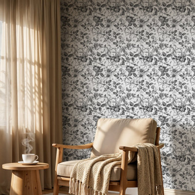 Roll of Self-Adhesive Floral Wallpaper 1000cm x 44cm