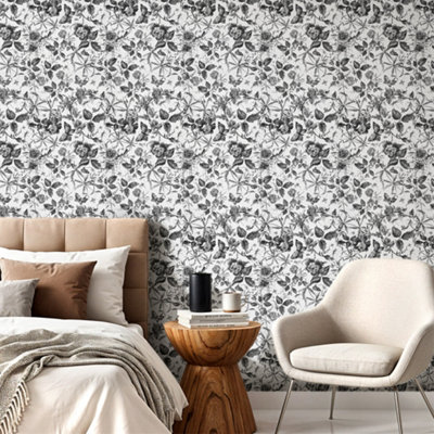 Roll of Self-Adhesive Floral Wallpaper 1000cm x 44cm