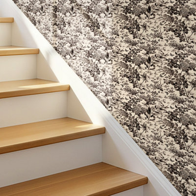 Roll of Self-Adhesive Floral Wallpaper 1000cm x 44cm