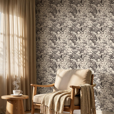 Roll of Self-Adhesive Floral Wallpaper 1000cm x 44cm