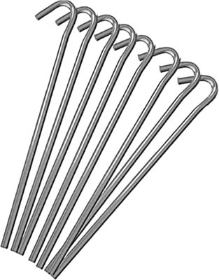 Roll over image to zoom in        KEPLIN Steel Alloy Tent Pegs (20 Pack - 9 inch), Galvanised Ground Pegs - Silver