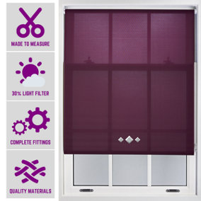 Roller Blind with Triple Diamond Eyelet - Made to measure Aubergine Roller Blind (W)120cm x (L)210cm