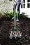 Rolling Cultivator Garden Tool - 18 Offset Blades with Adjustable Telescopic Long Handled - Measures H128 x W16cm
