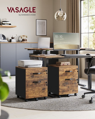 Rolling Filing Cabinet, Lockable File Cabinet with 2 Drawers, 5 Castors ...