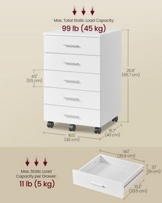 Rolling Filing Cabinet, Pedestal File Cabinet with Wheels, Printer ...
