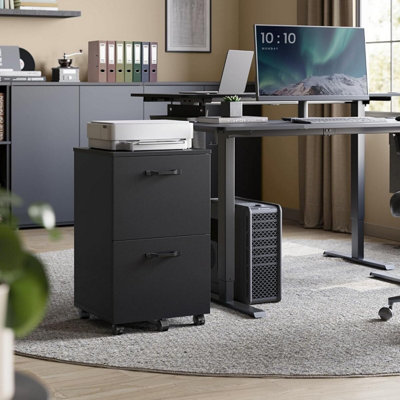 Rolling Filing Cabinet with Two Drawers, Small Mobile File Unit and ...