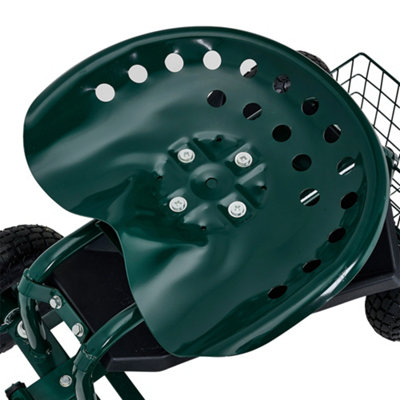 Rolling Garden Cart with Seat and Tool Tray