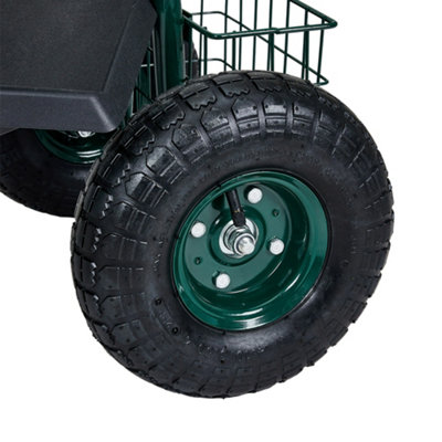 Rolling Garden Cart with Seat and Tool Tray