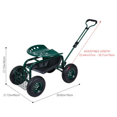 Rolling Garden Cart with Seat and Tool Tray