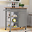 Rolling Kitchen Island Cart Storage Trolley with Drawer and Cabinet in Grey