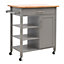 Rolling Kitchen Island Cart Storage Trolley with Drawer and Cabinet in Grey