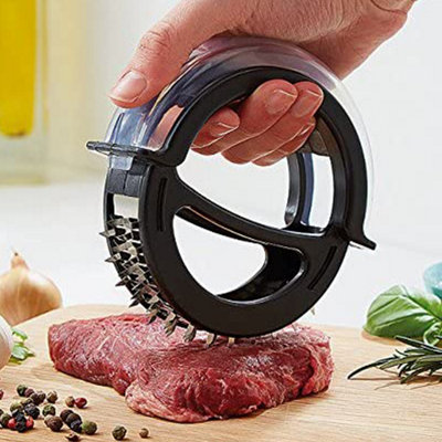 Rolling Meat Tenderiser - Dishwasher Safe Food Preparation Kitchen Tool with Plastic Handle & Stainless Steel Blades