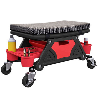 Rolling Mechanic Stool, 135kg Capacity Workshop Stool, Black