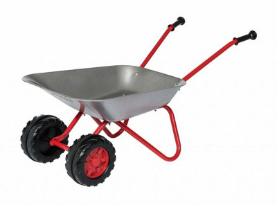 Rolly Childrens Wheelbarrow-Double Wheel - Silver & Red