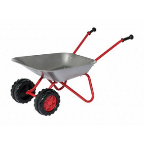Rolly Childrens Wheelbarrow-Double Wheel - Silver & Red